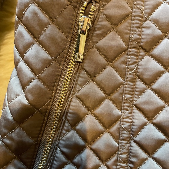 Ivanka Trump Brown Polyester Faux Fur Hood Zip Quilted Hooded Jacket Coat - Picture 11 of 16